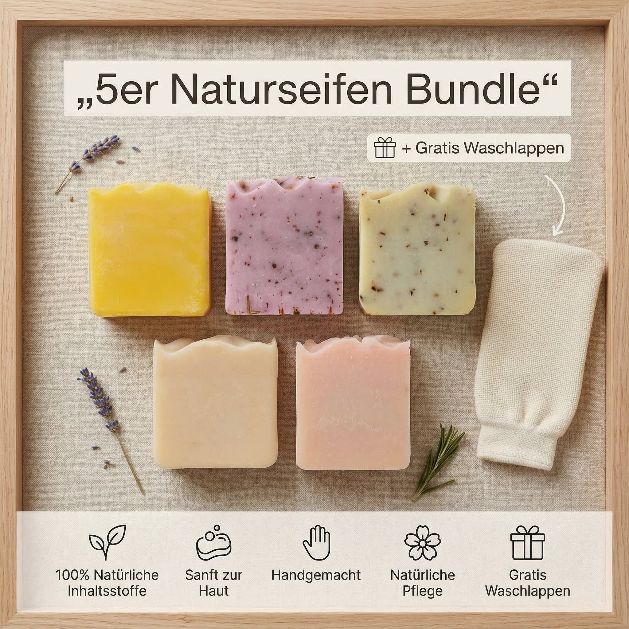 5er Naturseifen Bundle + Gratis Waschlappen - CT Cantony GmbH