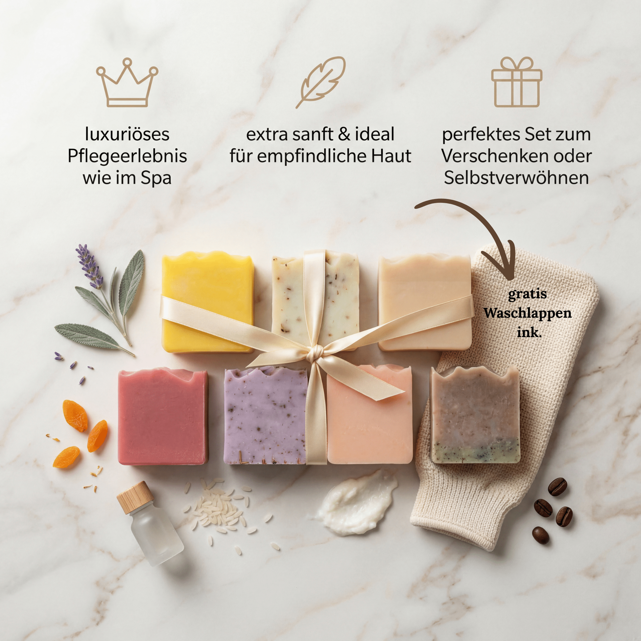 7er Naturseifen Bundle + Gratis Waschlappen - CT Cantony GmbH