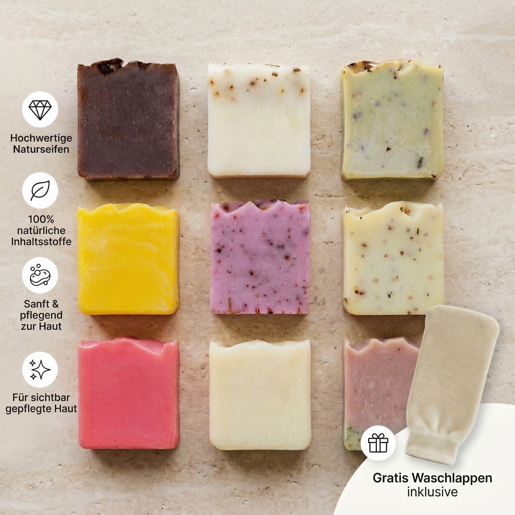 9er Naturseifen Bundle + Gratis Waschlappen - CT Cantony GmbH