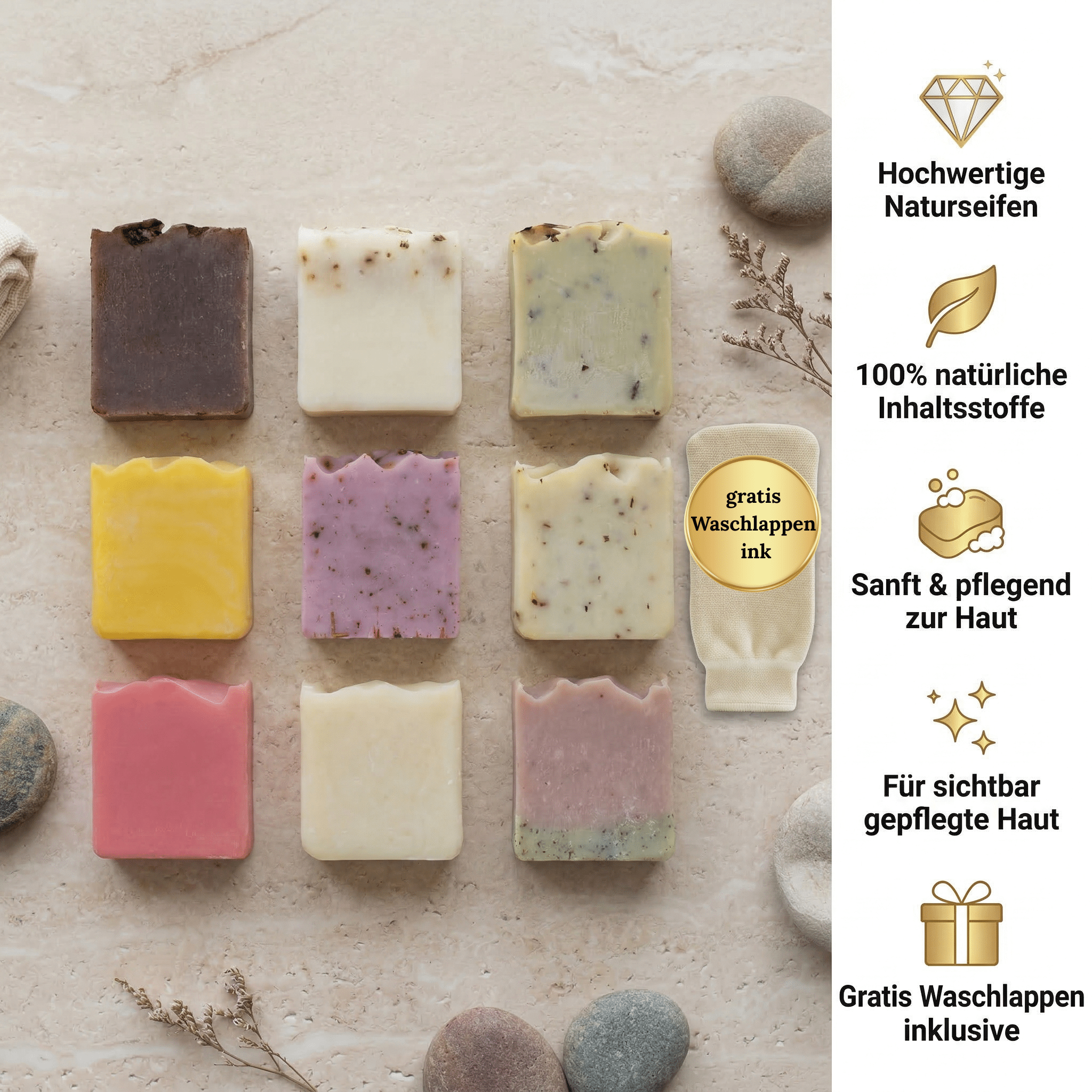 9er Naturseifen Bundle + Gratis Waschlappen - CT Cantony GmbH