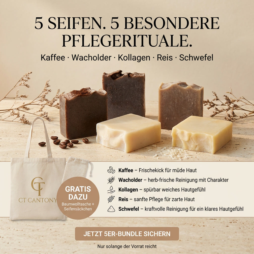 5er Naturseifen Bundle + Gratis Seifensäckchen